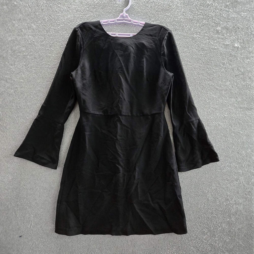 Banana Republic Women Dress 6 Black Shift Bell Long Sleeve Mini‎ Witchy Grunge